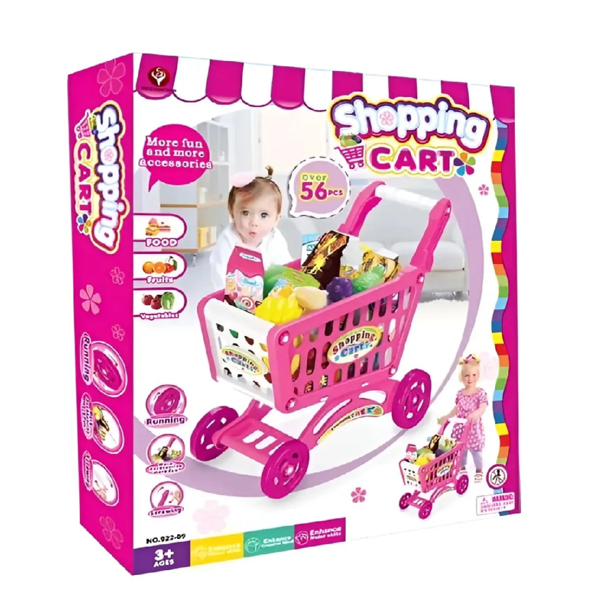 GENERICO - Carrito De Compras Supermercado Juguete Para Niños 56pcs ROSA
