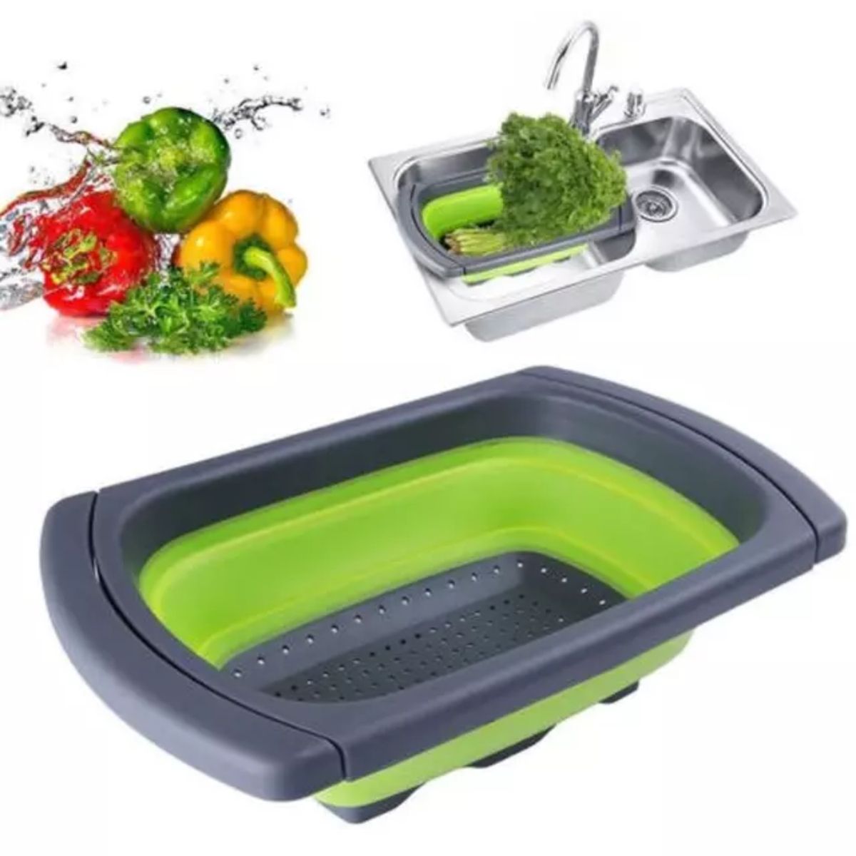 GENERICO - Colador Extensible Retractil Silicona Ajustable Cocina Lavaplatos Escurridor