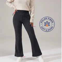 UTILISIMO - Calza Polar Con Chiporro Palazzo Mujer Elasticada Térmica Negro Jeans