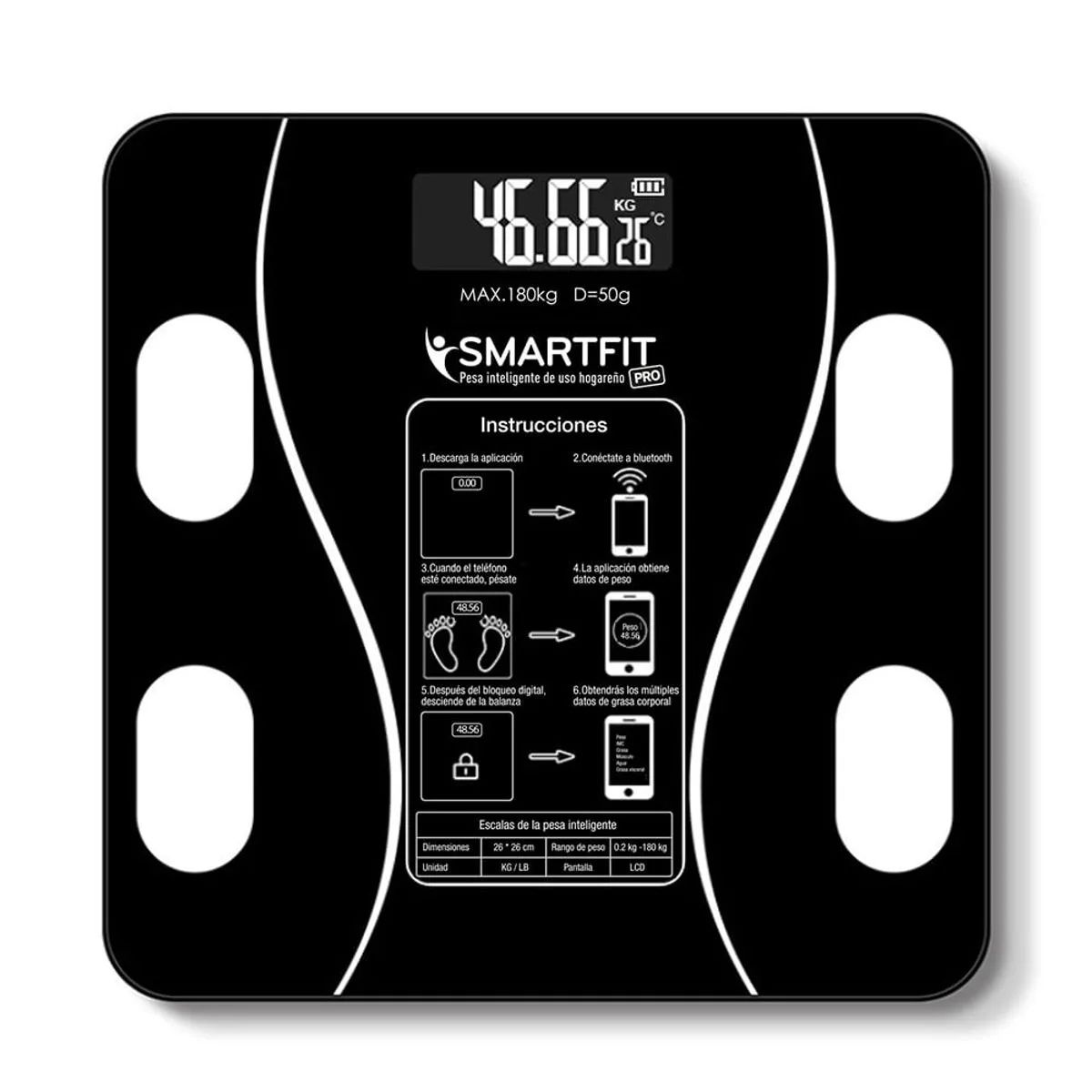 GENERICO - Pesa Inteligente Smart Fit Pro Bluetooth con App