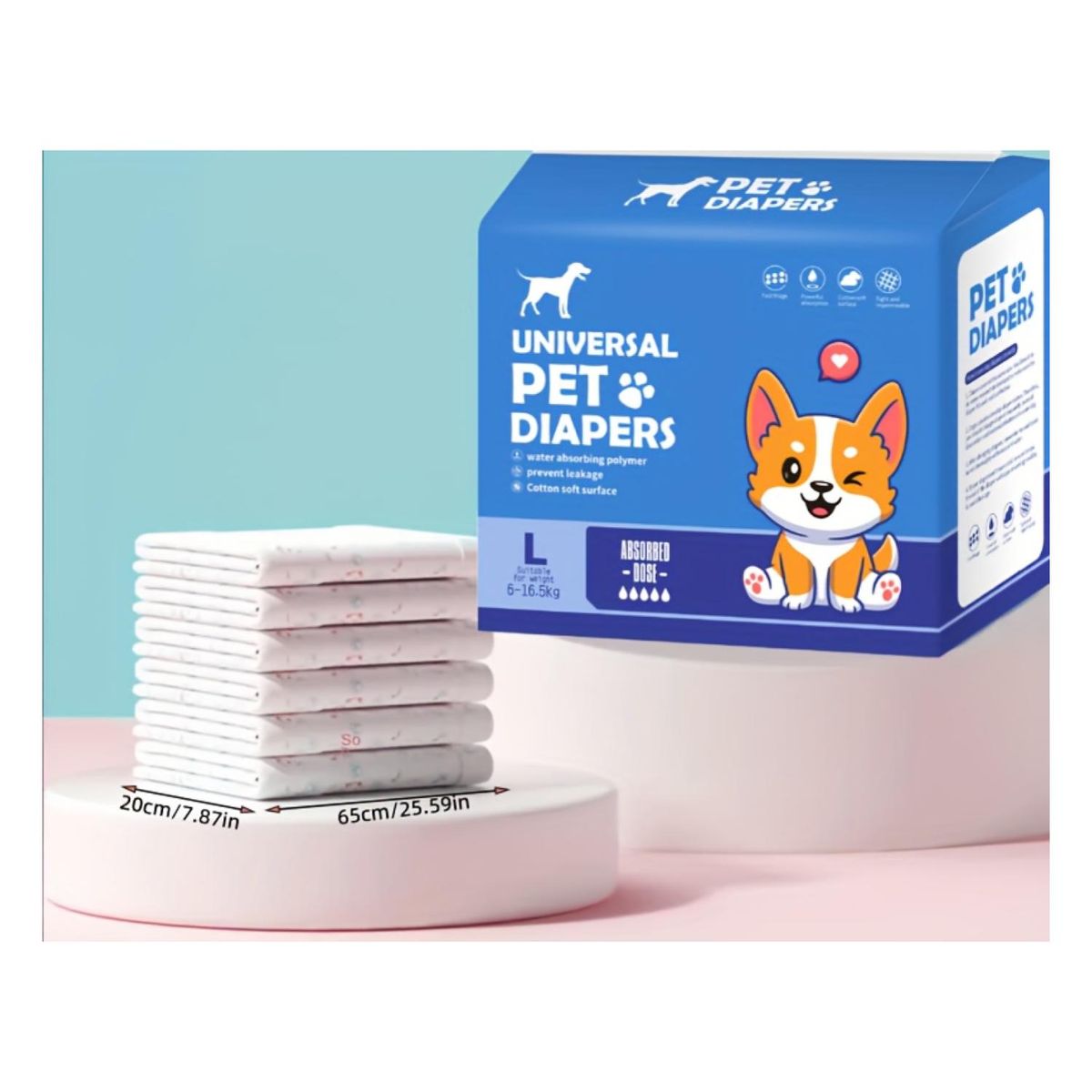 GENERICO - Pack 12 Pañales Absorventes L Para Perros Macho Mascotas