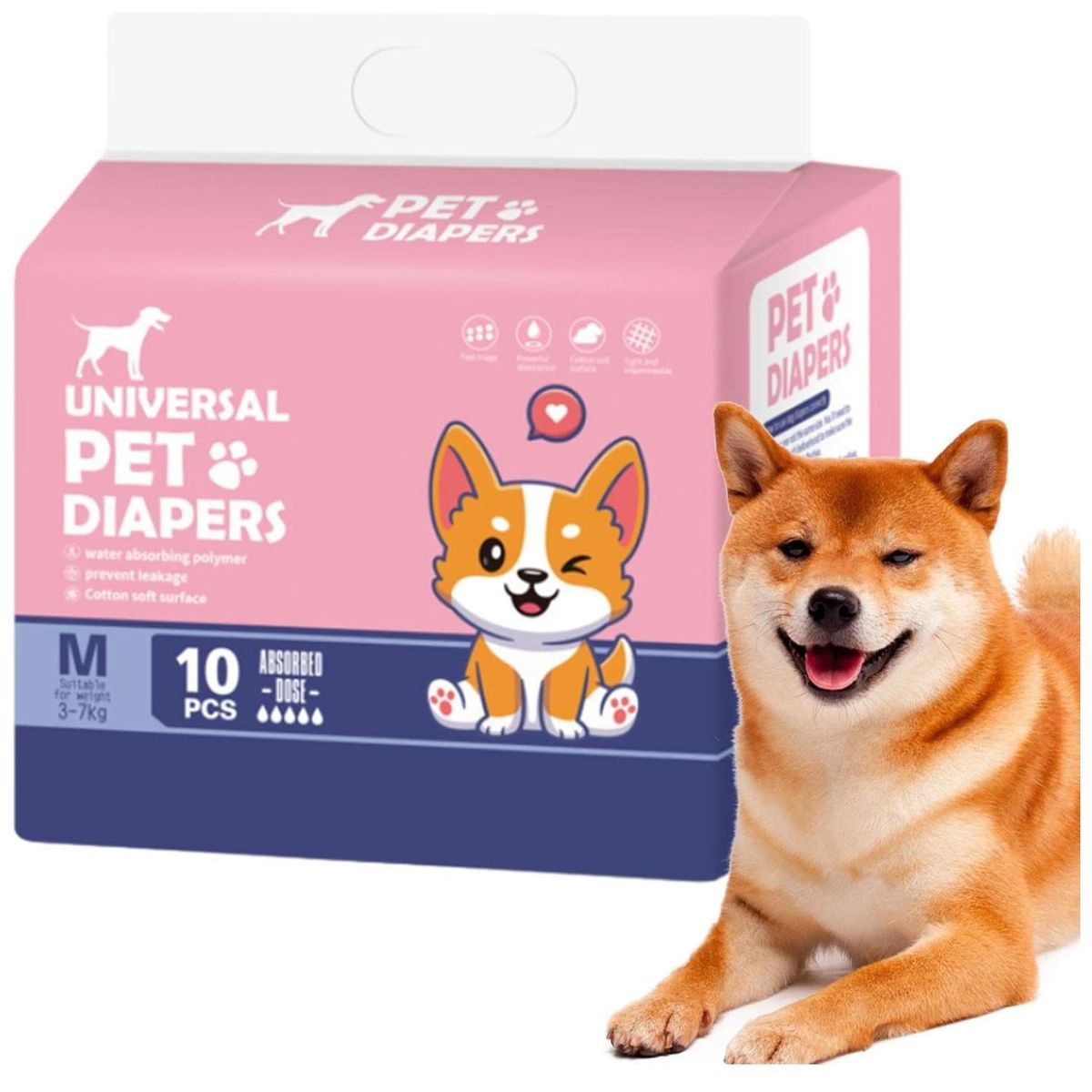 GENERICO - Pack 10 Pañales Absorventes S Para Perros Hembra Mascotas