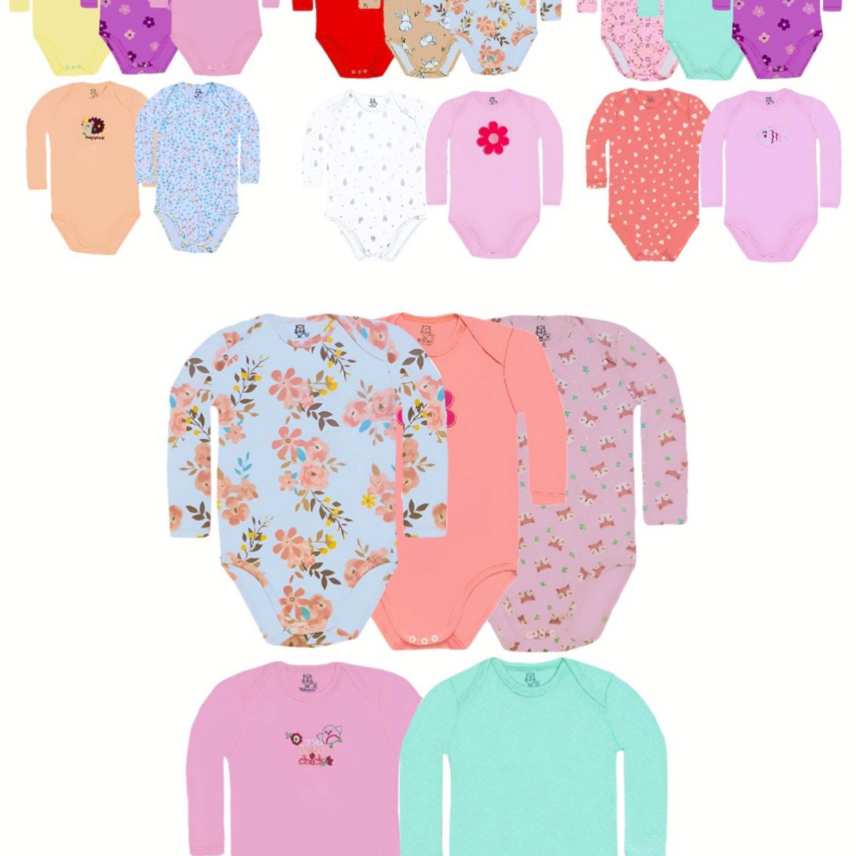 BEBEPELU - Pack 5 Body Manga Larga bebepelu Surtido Niña