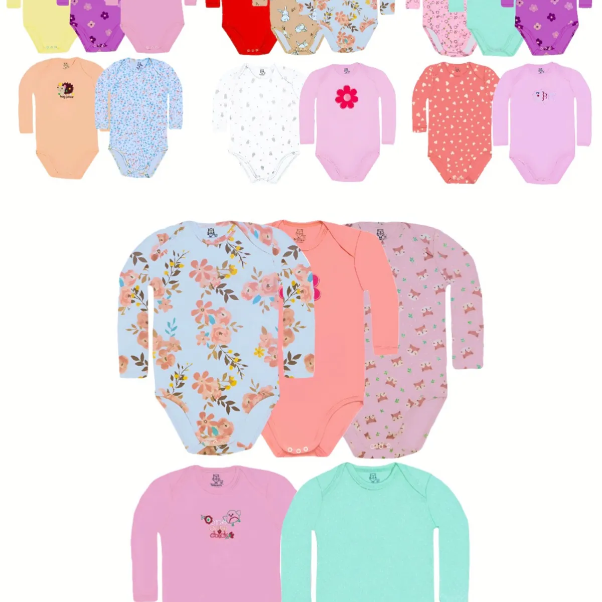 BEBEPELU - Pack 5 Body Manga Larga bebepelu Surtido Niña