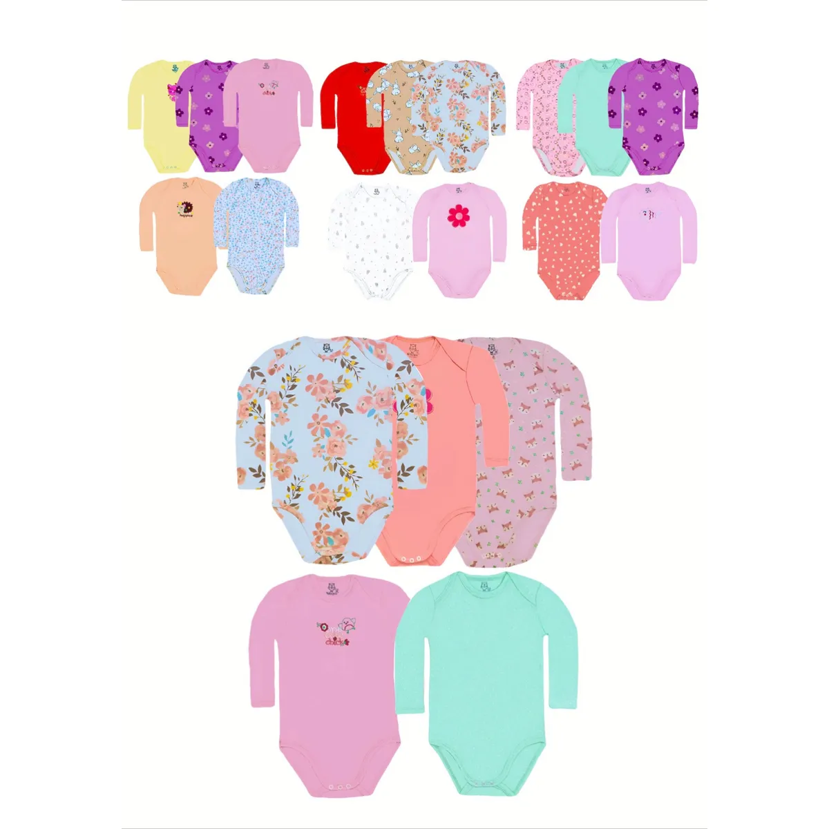 BEBEPELU - Pack 5 Body Manga Larga bebepelu Surtido Niña
