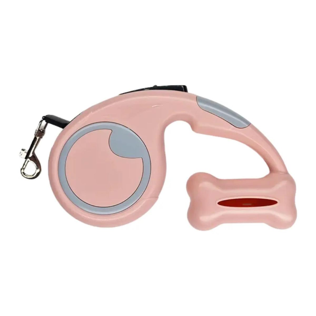 GENERICO - Correa Retractil Para Paseo 3M Con Porta Bolsas Mascotas Rosa