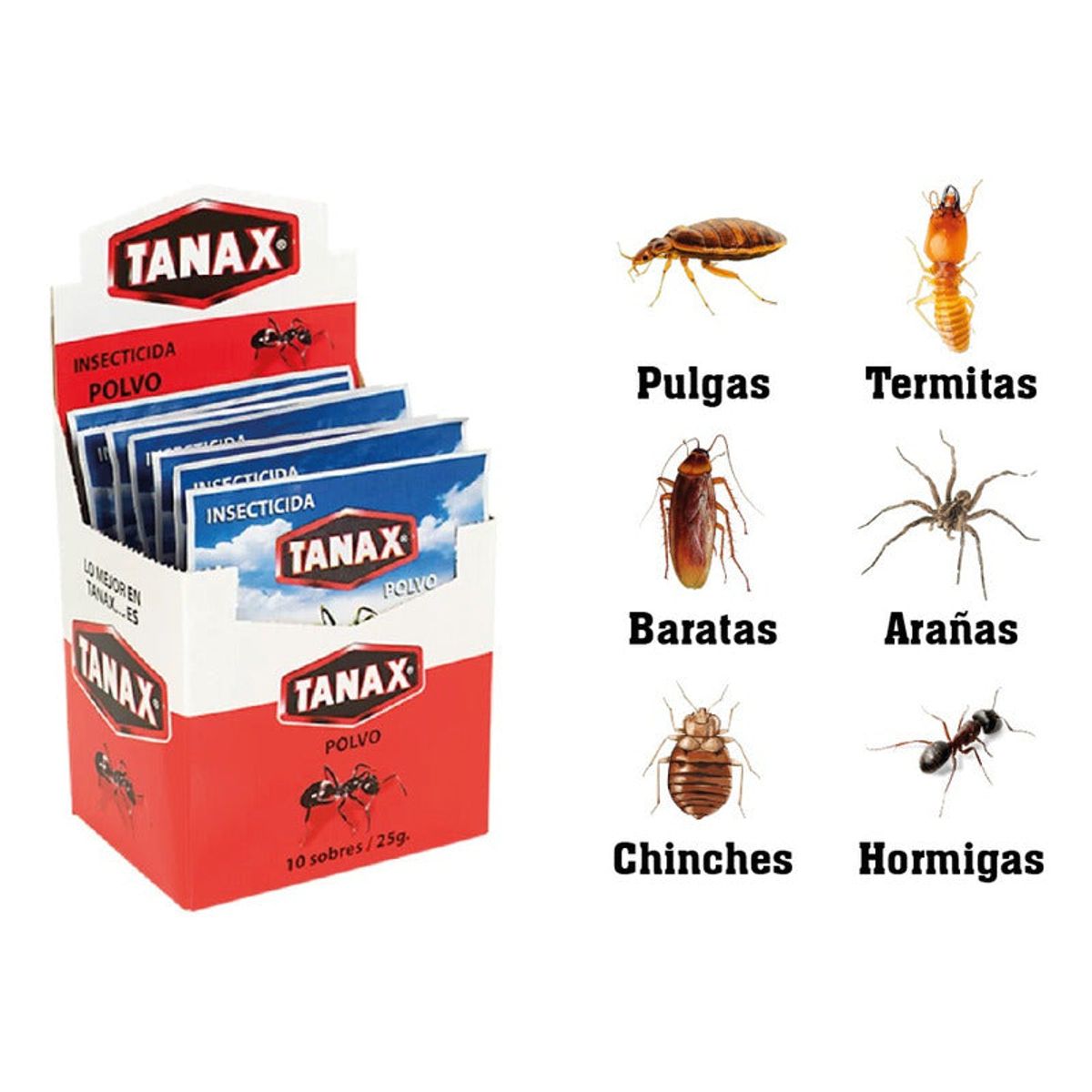 TANAX - Insecticida en polvo  25g 10 Unidades