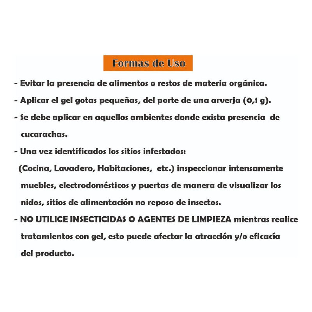 GENERICO - Gel Repelente control Cucarachas Cebo Efectivo 10g
