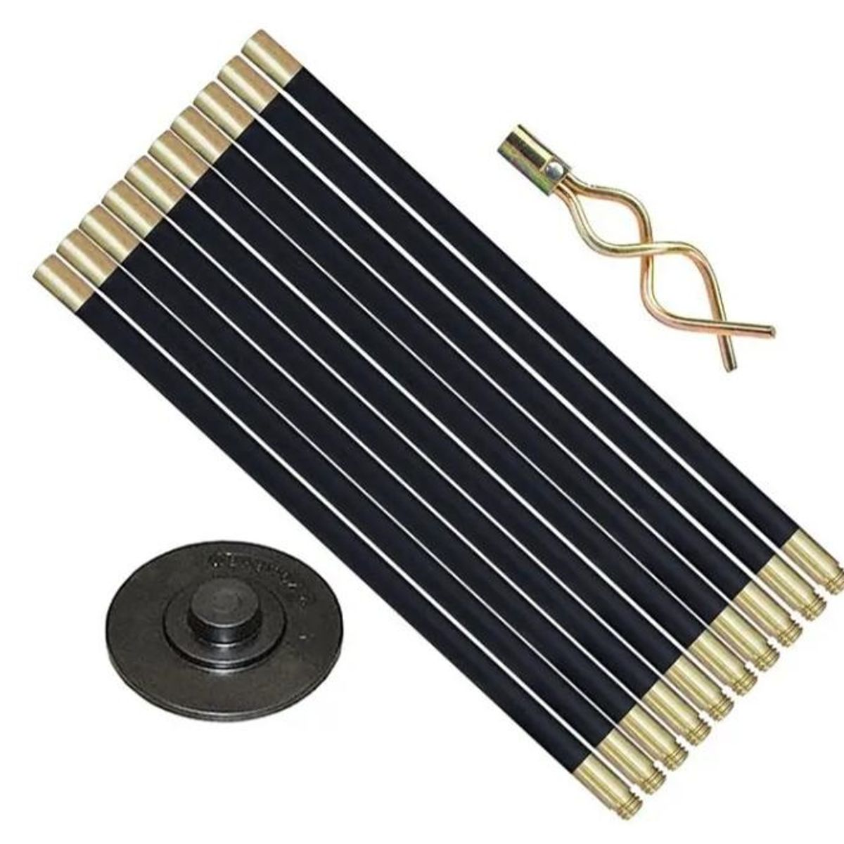 KUANGYE - Set Varillas Destapa Alcantarillado Flexibles Industrial 9M Con émbolo Goma Y Tornillo Sin Fin Doble