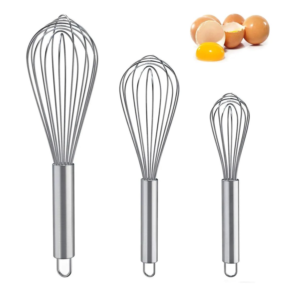 GENERICO - 3pcs Batidor Manual Globo De Acero Inoxidable Para Cocinar