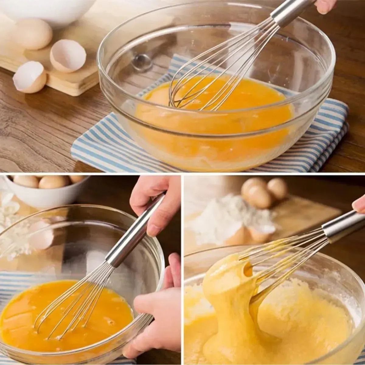GENERICO - 3pcs Batidor Manual Globo De Acero Inoxidable Para Cocinar
