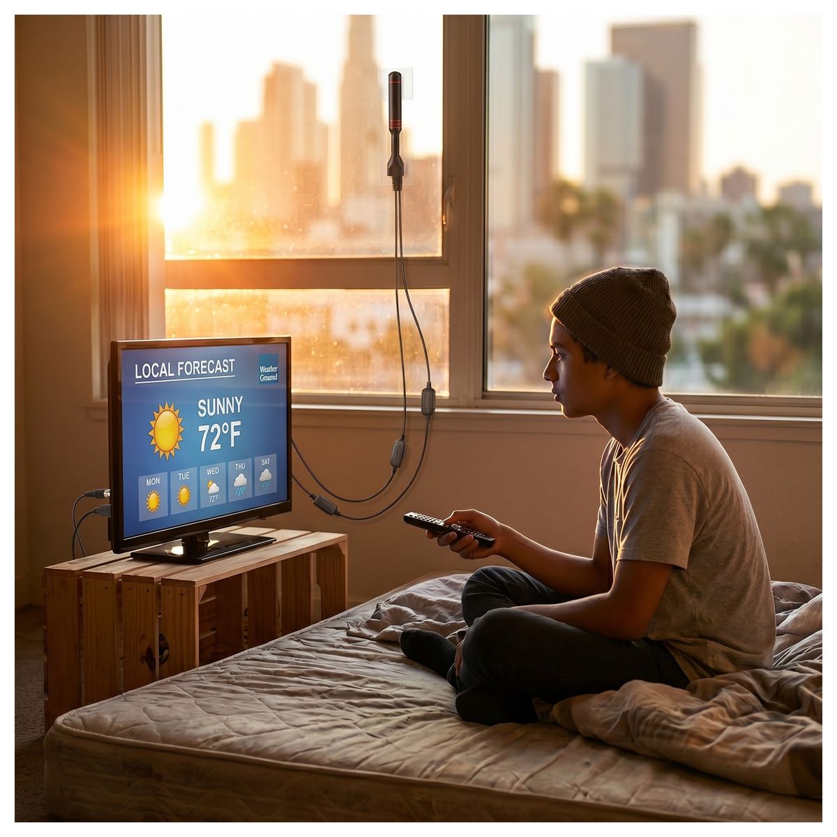 MALIK - Antena Digital TV HD SG-3002 con USB y Cable Coaxial