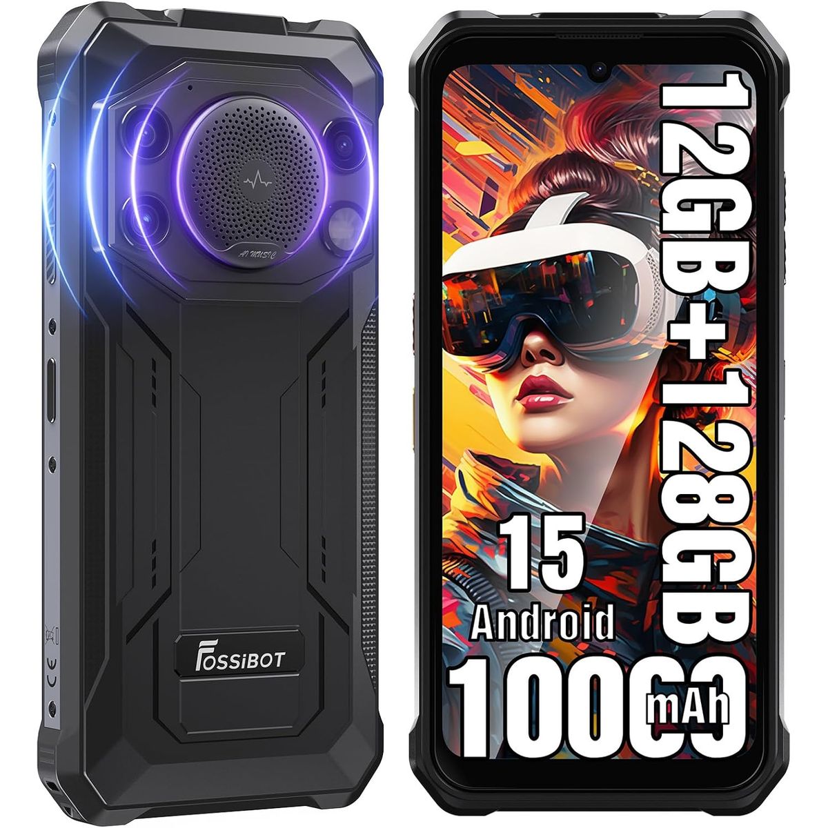FOSSIBOT - FOSSIBOT F110L Celular 12GB+128GB 10000mAh 50MP Android 15 Smartphone