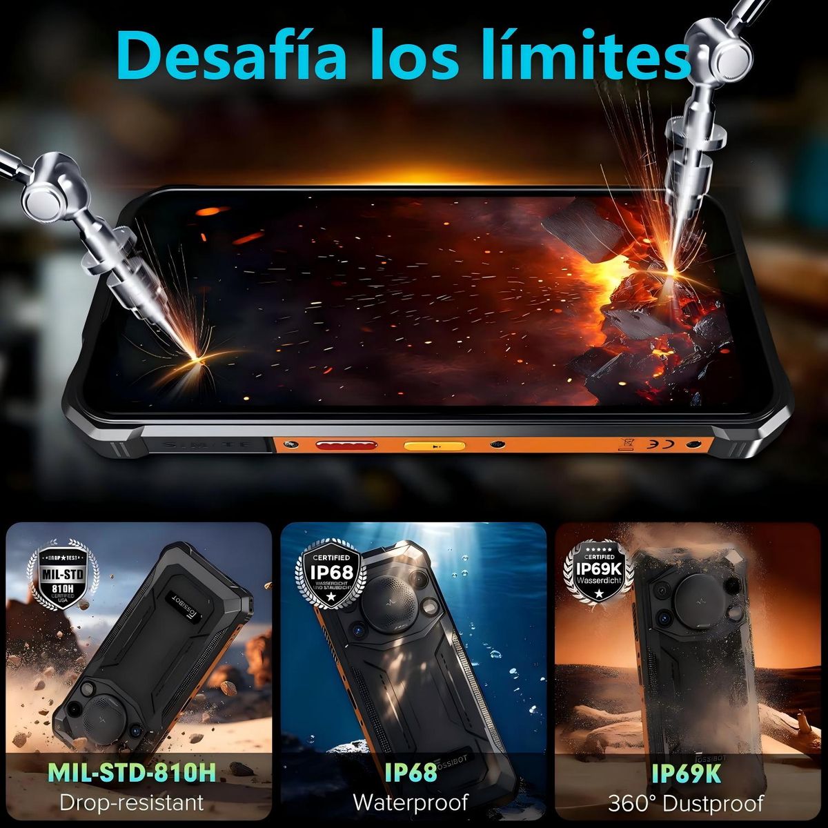FOSSIBOT - FOSSIBOT F110L Celular 12GB+128GB 10000mAh 50MP Android 15 Smartphone