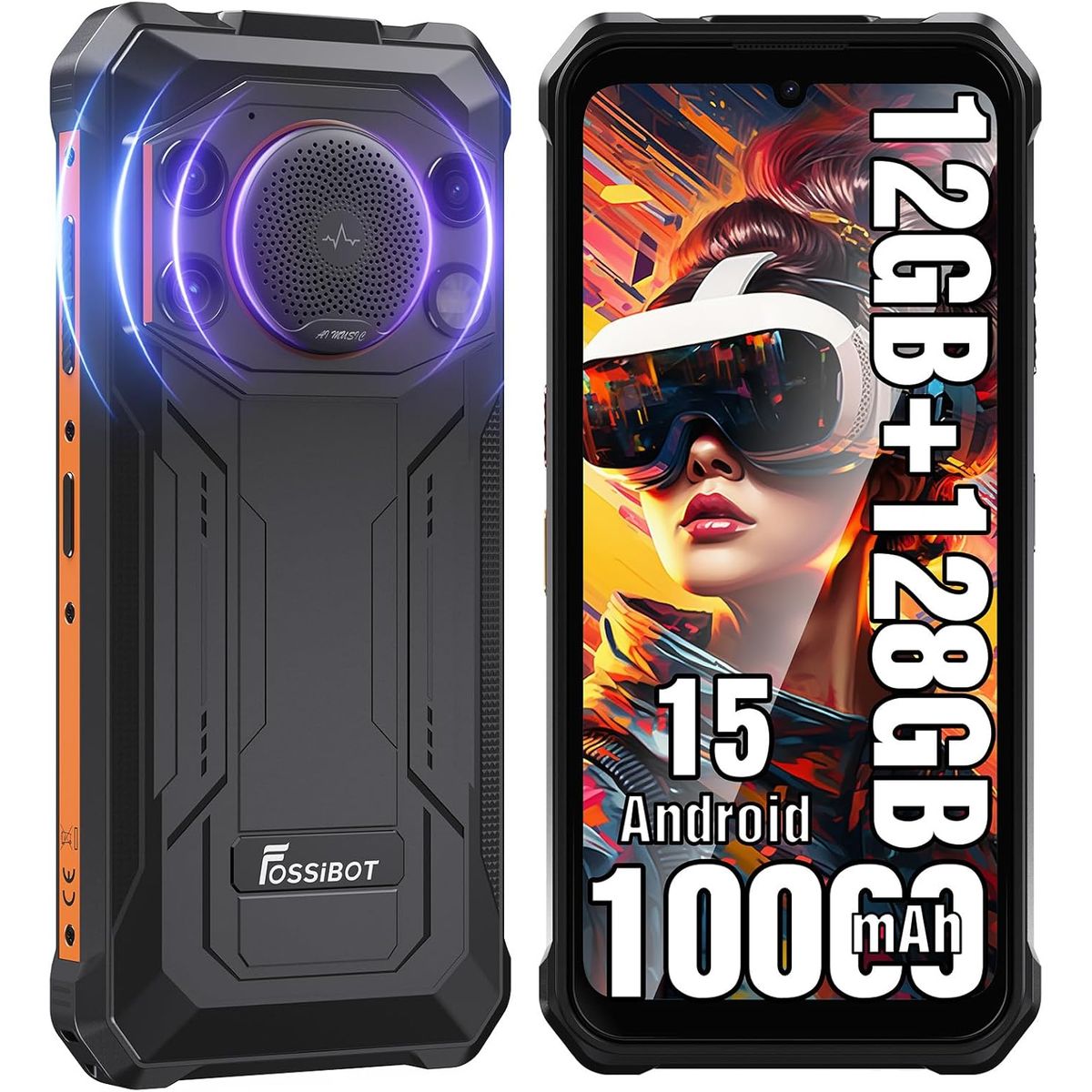FOSSIBOT - FOSSIBOT F110L Celular 12GB+128GB 10000mAh 50MP Android 15 Smartphone