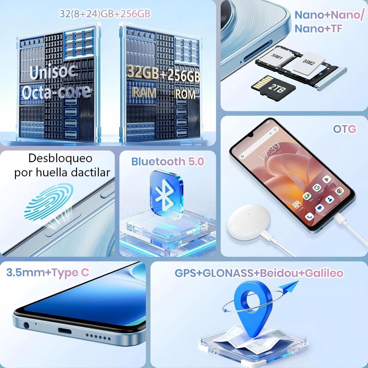 FOSSIBOT - FOSSIBOT S5 PRO Celular 32GB+256GB Android 15 Smartphone