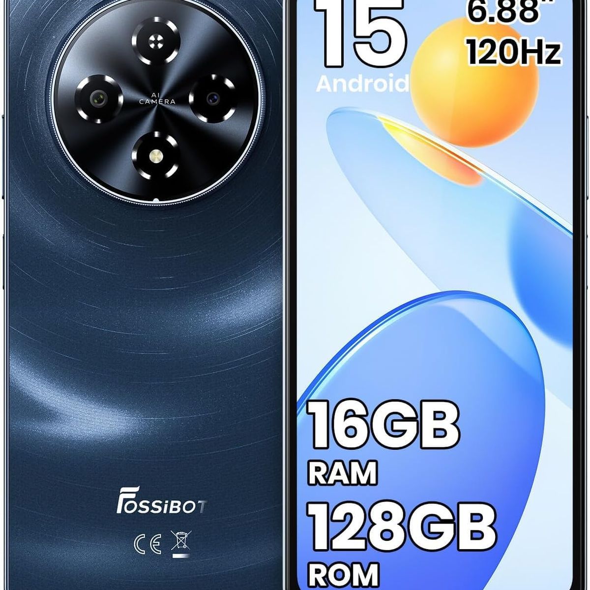 FOSSIBOT - FOSSIBOT S5 Celular 16GB+128GB Android 15 Smartphone