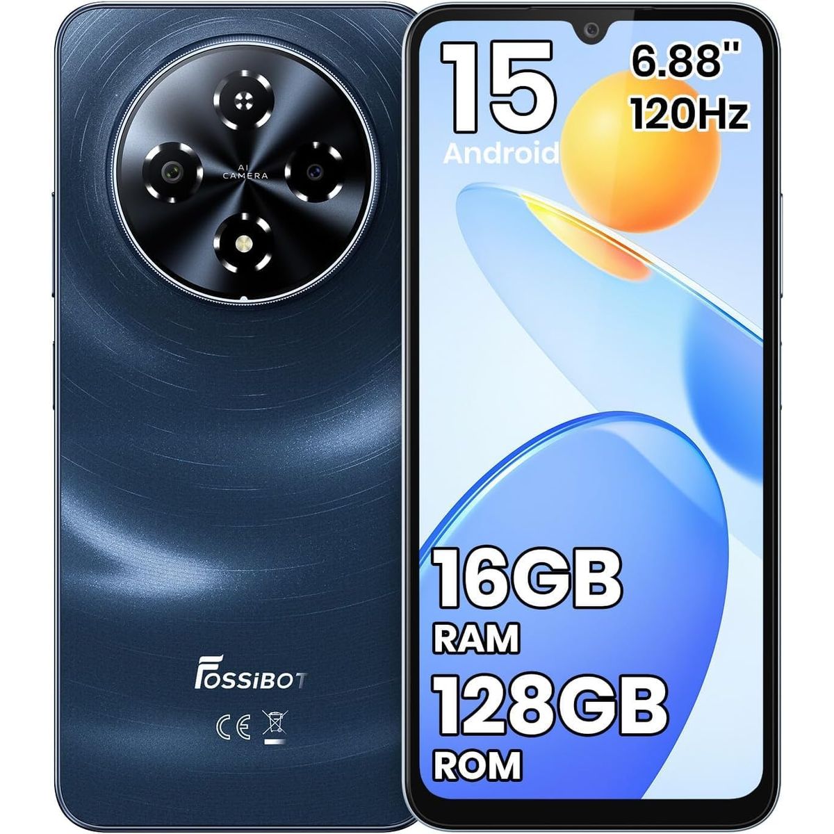 FOSSIBOT - FOSSIBOT S5 Celular 16GB+128GB Android 15 Smartphone