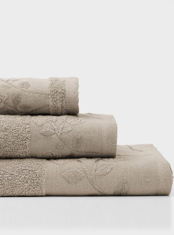 JUEGO TOALLA 3 PIEZAS ROSAS TAUPE