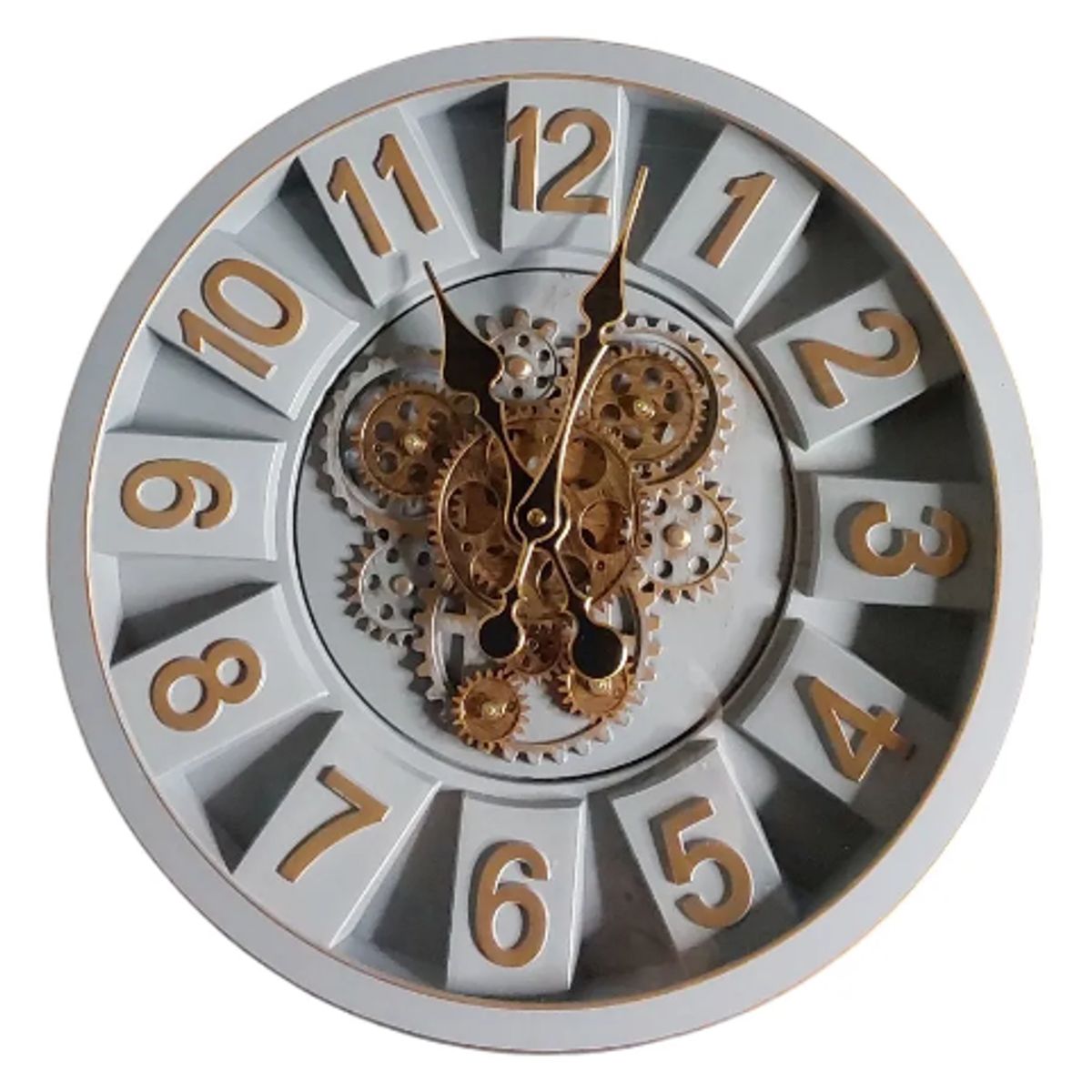 GENERICO - Reloj Mural Vintage Con Engranajes Agujas 3d Números Dorados