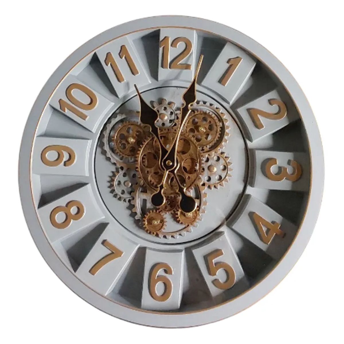 GENERICO - Reloj Mural Vintage Con Engranajes Agujas 3d Números Dorados