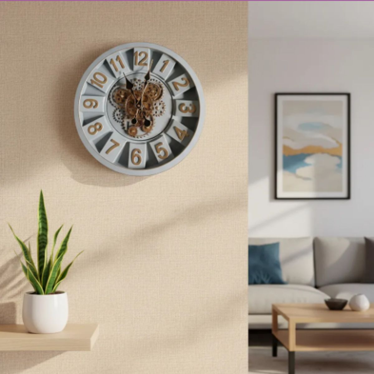 GENERICO - Reloj Mural Vintage Con Engranajes Agujas 3d Números Dorados