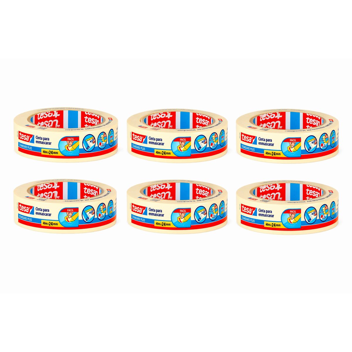 Pack 6 Cintas Enmascarar Tesa 24 mm 40 m, marca TESA - Foto Principal