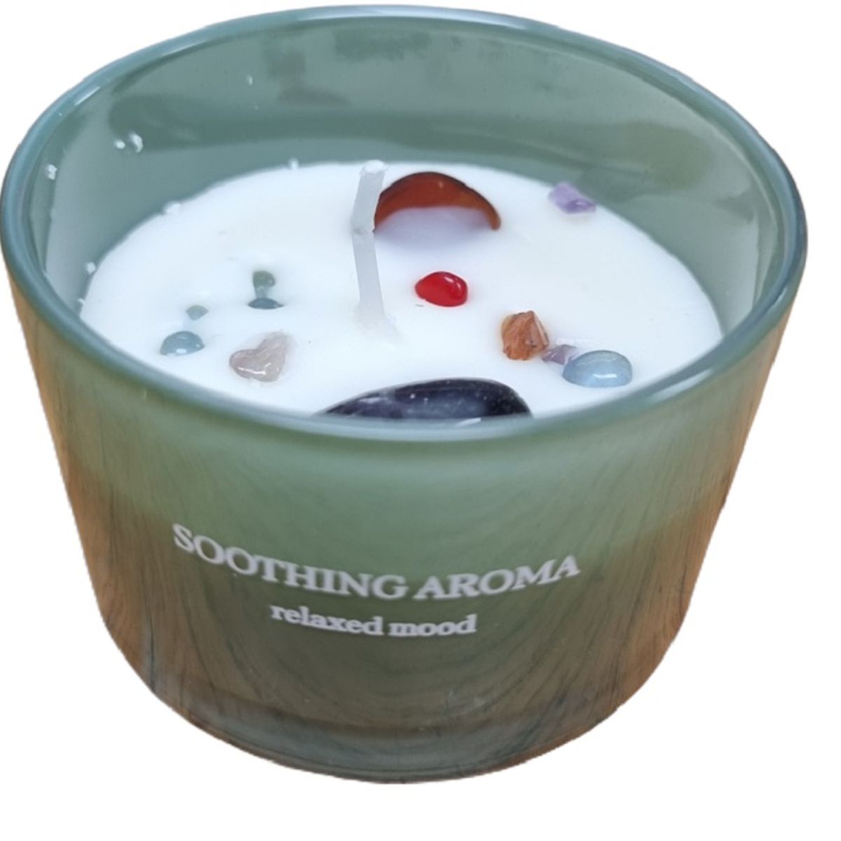 GENERICO - Velas Aromáticas Decorativas con Piedras y Cuarzos, color verde