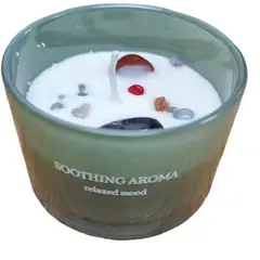 GENERICO - Velas Aromáticas Decorativas con Piedras y Cuarzos, color verde