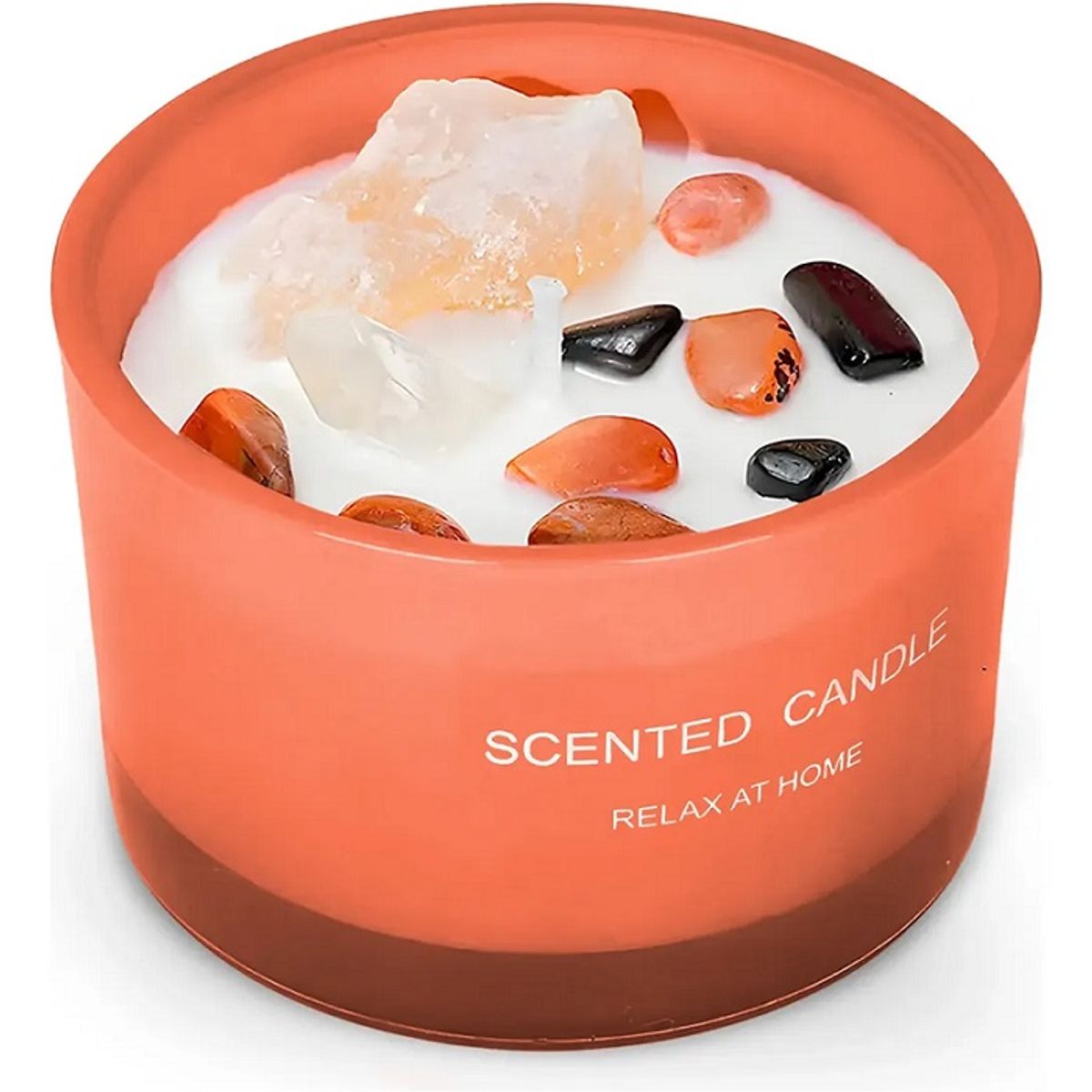 GENERICO - Velas Aromáticas Decorativas con Piedras y Cuarzos, Color Coral