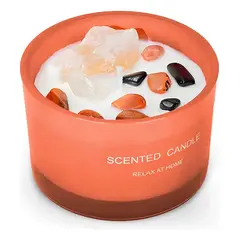 GENERICO - Velas Aromáticas Decorativas con Piedras y Cuarzos, Color Coral