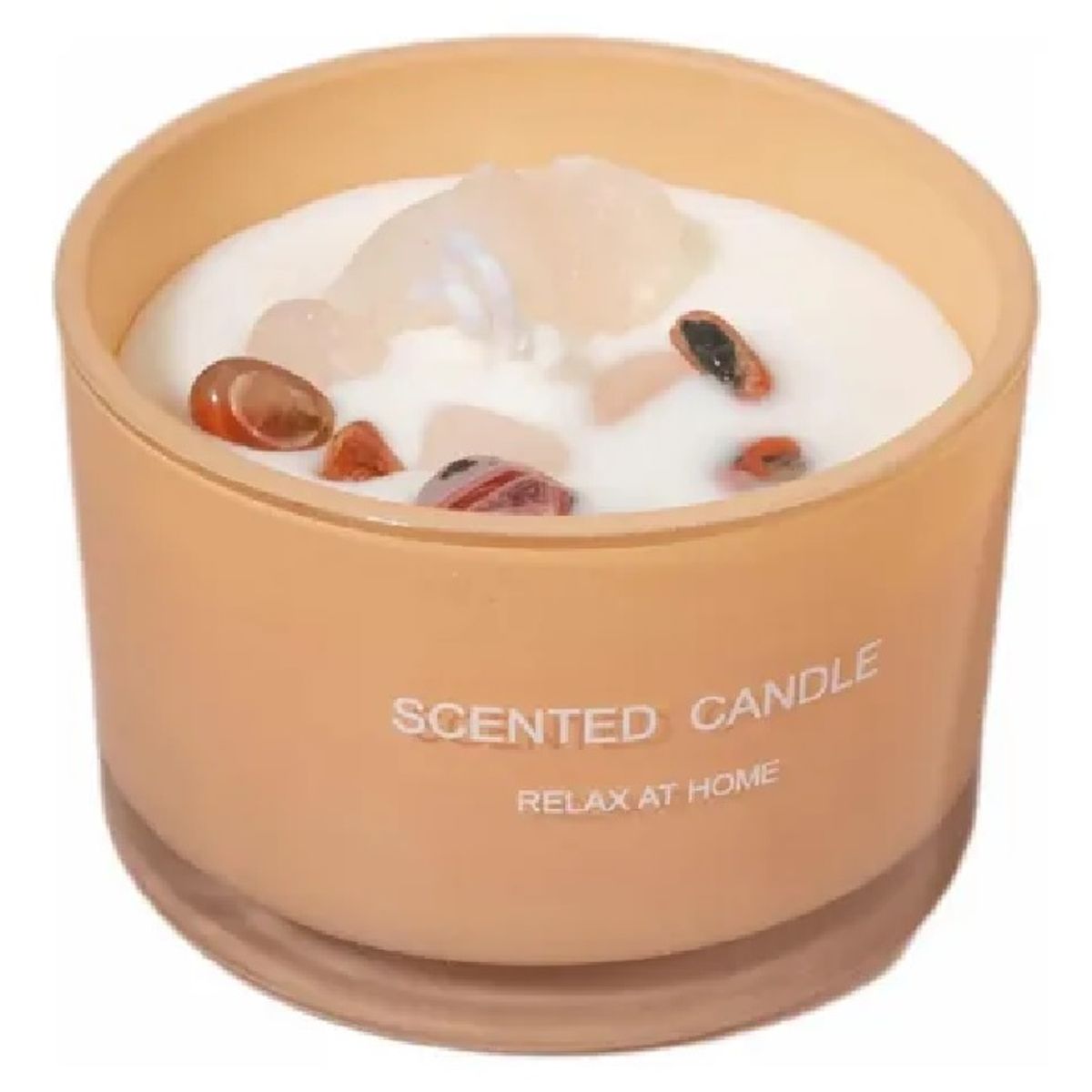 GENERICO - Velas Aromáticas Decorativas con Piedras y Cuarzos, Color Beige
