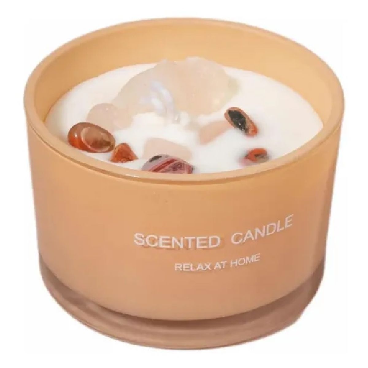GENERICO - Velas Aromáticas Decorativas con Piedras y Cuarzos, Color Beige