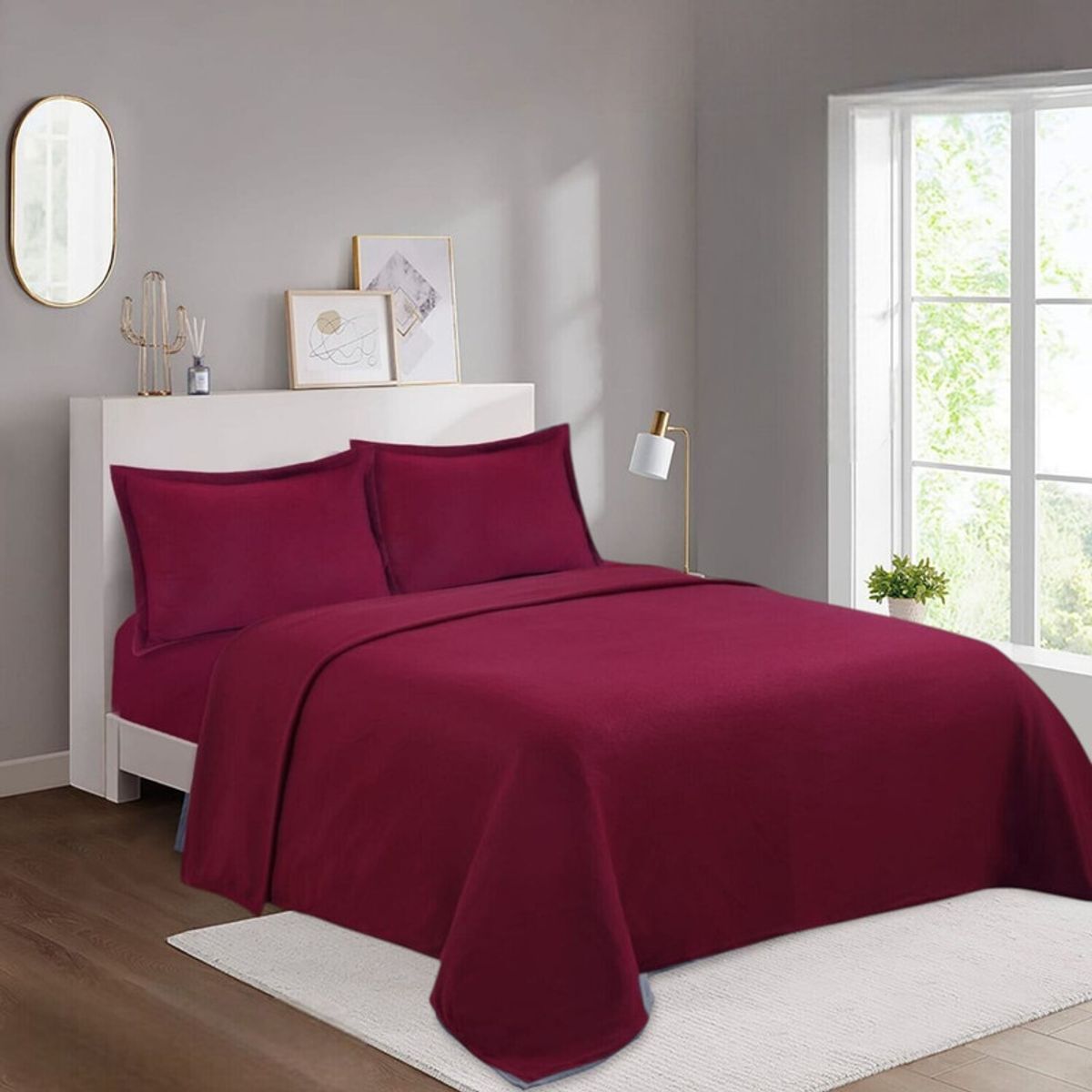 GENERICO - Set De Sabanas Termicas Polar Mas 1 De Almohada Funda 1.5 Plaza Burdeo