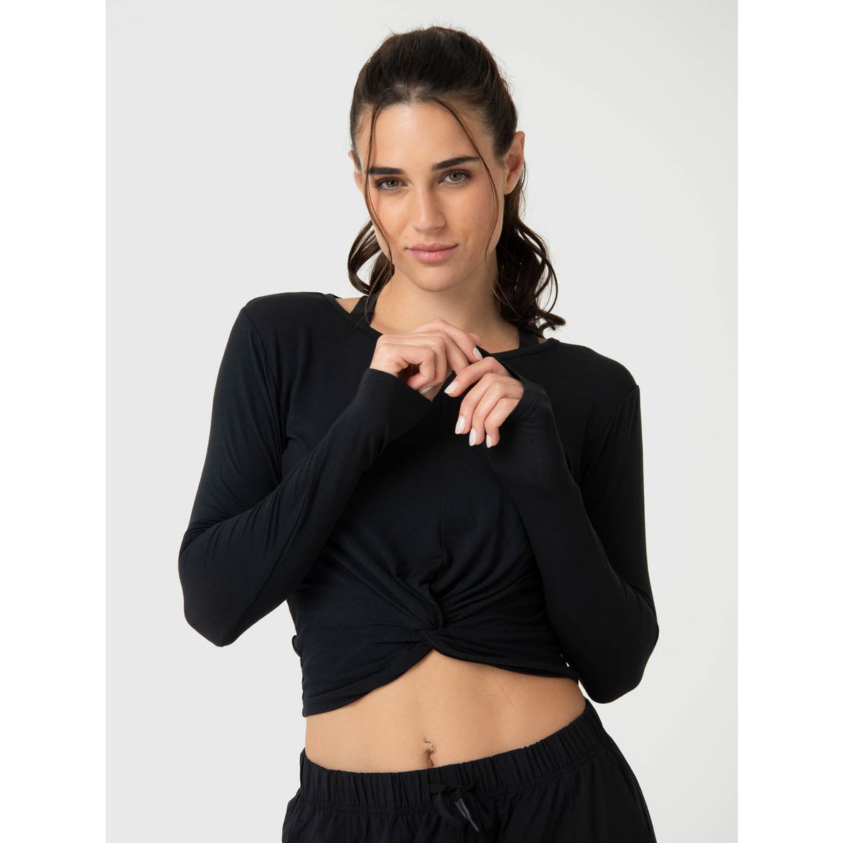 BSOUL - Polera Mujer Modal Aloe Negra BSOUL