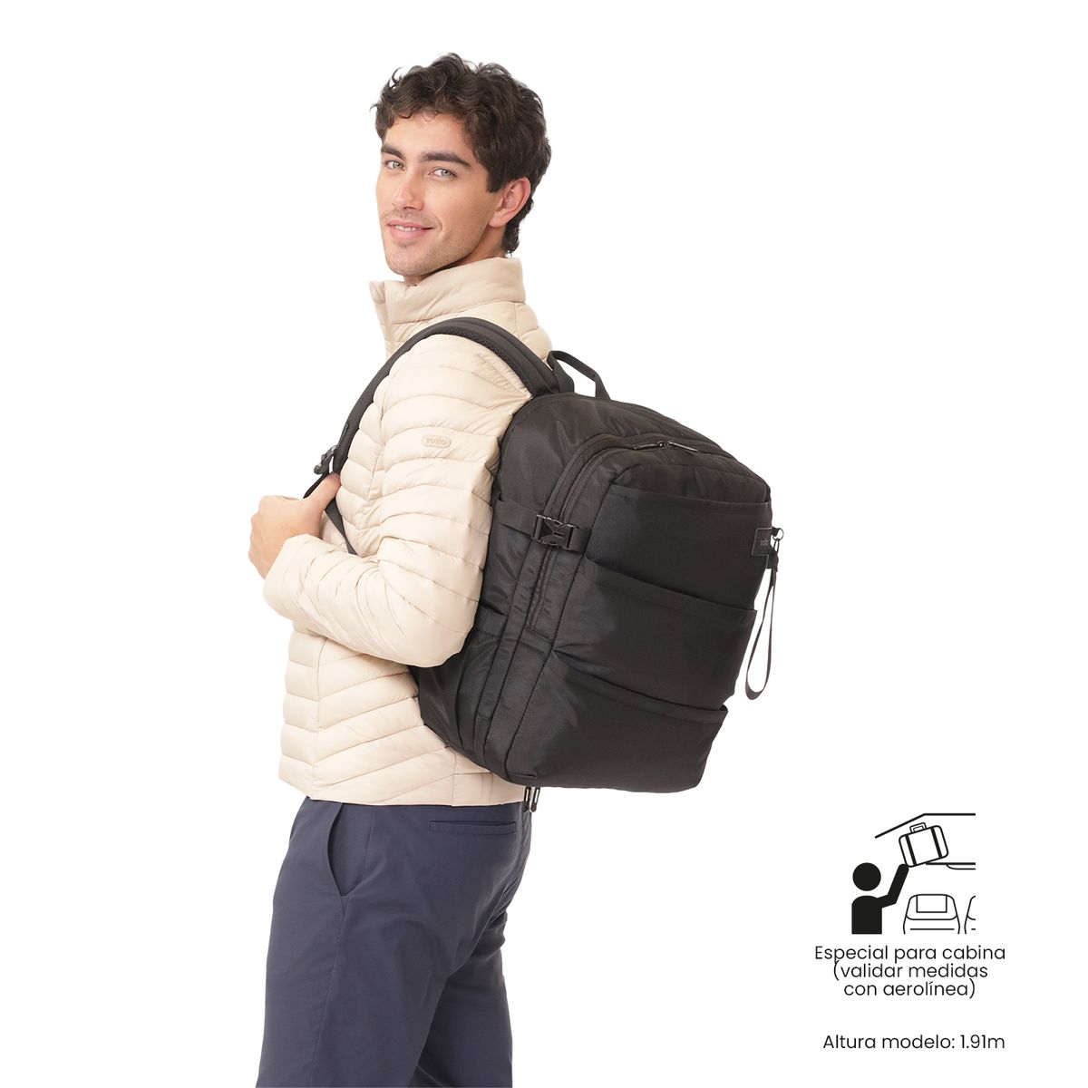 TOTTO - Mochila de Viaje Grande Crew Negro
