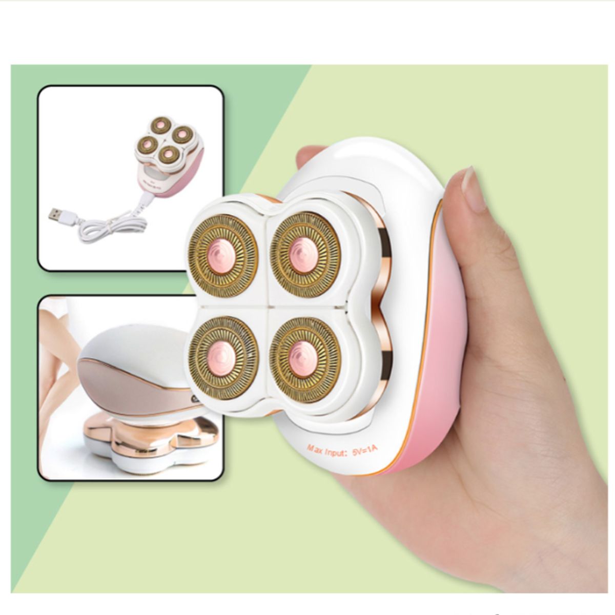 GENERICO - Depiladora Femenina, Recargable Por USB, Con 4 Rodillos