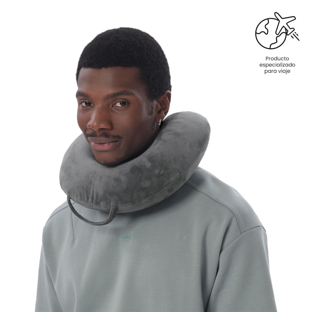 TOTTO - Almohada de Viaje Memory Foam Jet Pillow color Gris