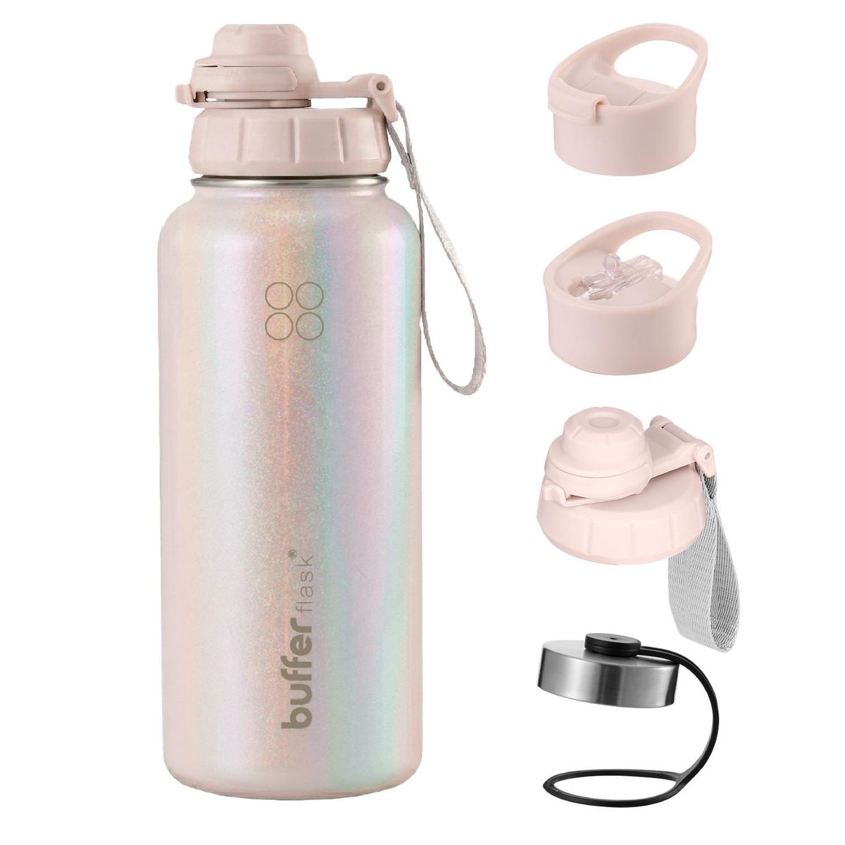 BUFFER FLASK - Termo Botella Agua Termica Acero Inox + Tapas - Crema