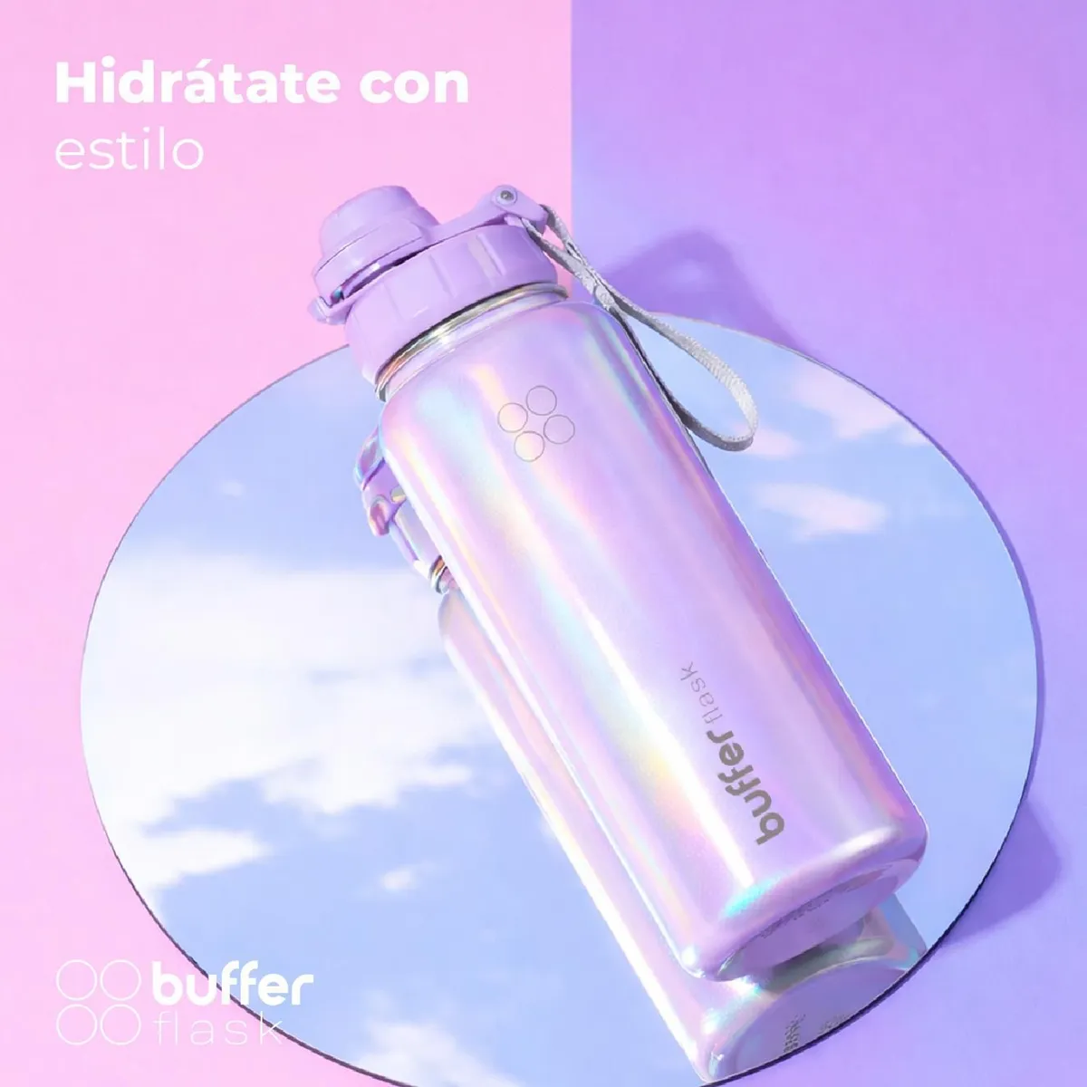 BUFFER FLASK - Termo Botella Agua Termica Acero Inox + Tapas - Purpura