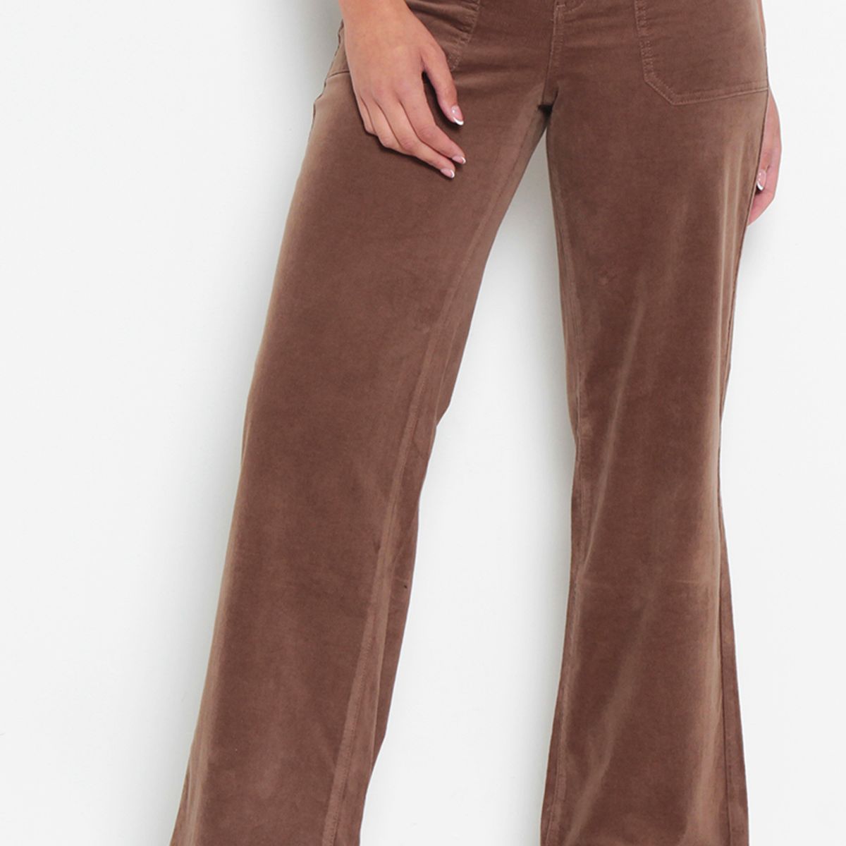 WADOS - PANTALON WIDE LEG COTELE TIRO ALTO PRETINA BASICA 1 BOTON