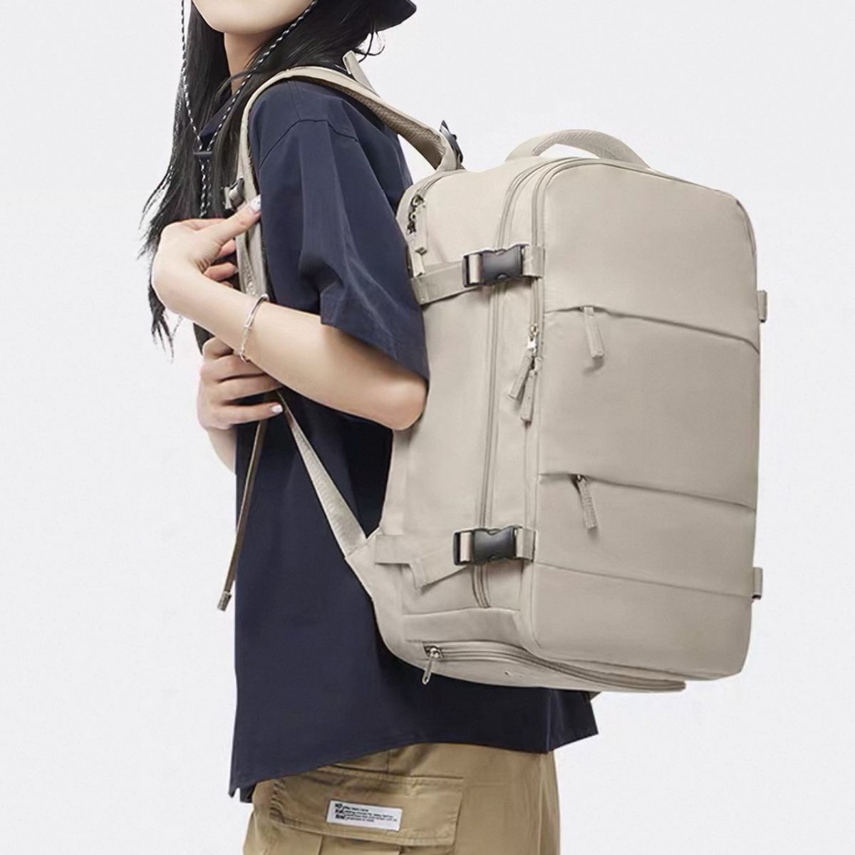MOMO - Mochila De Viaje Avión Aprobado Gran Capacidad  Diseño De La Tela Lisa