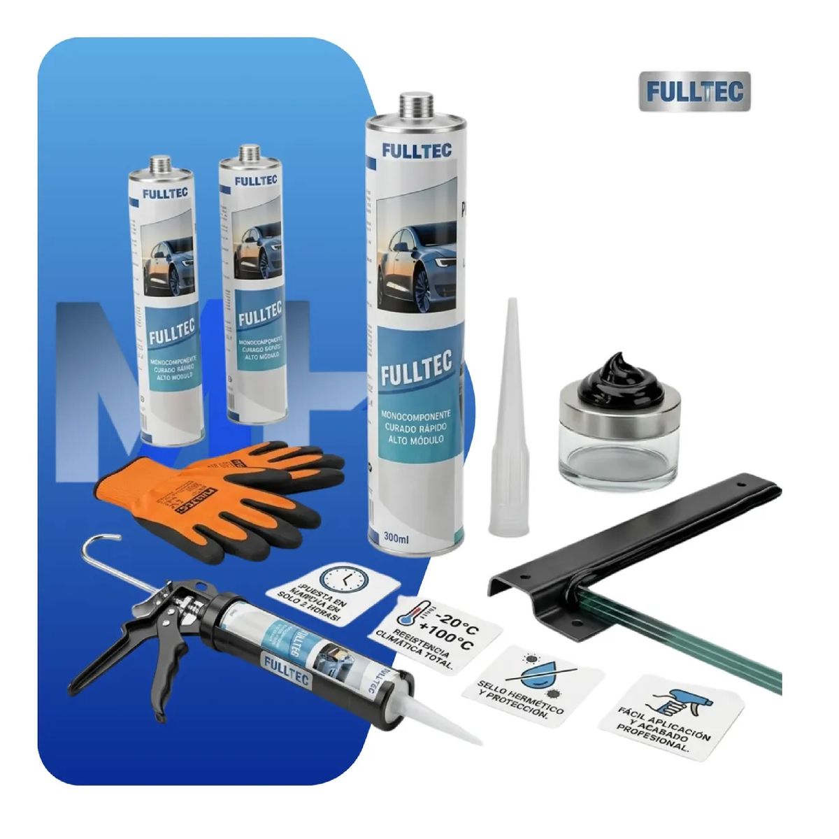 FULLTEC - Pegamento Parabrisas Fulltec Automotriz Curado Rapido 300ml