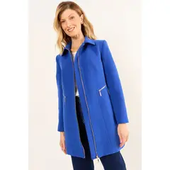 MA GRIFFE - Chaqueton Liso Mujer Azul Magriffe