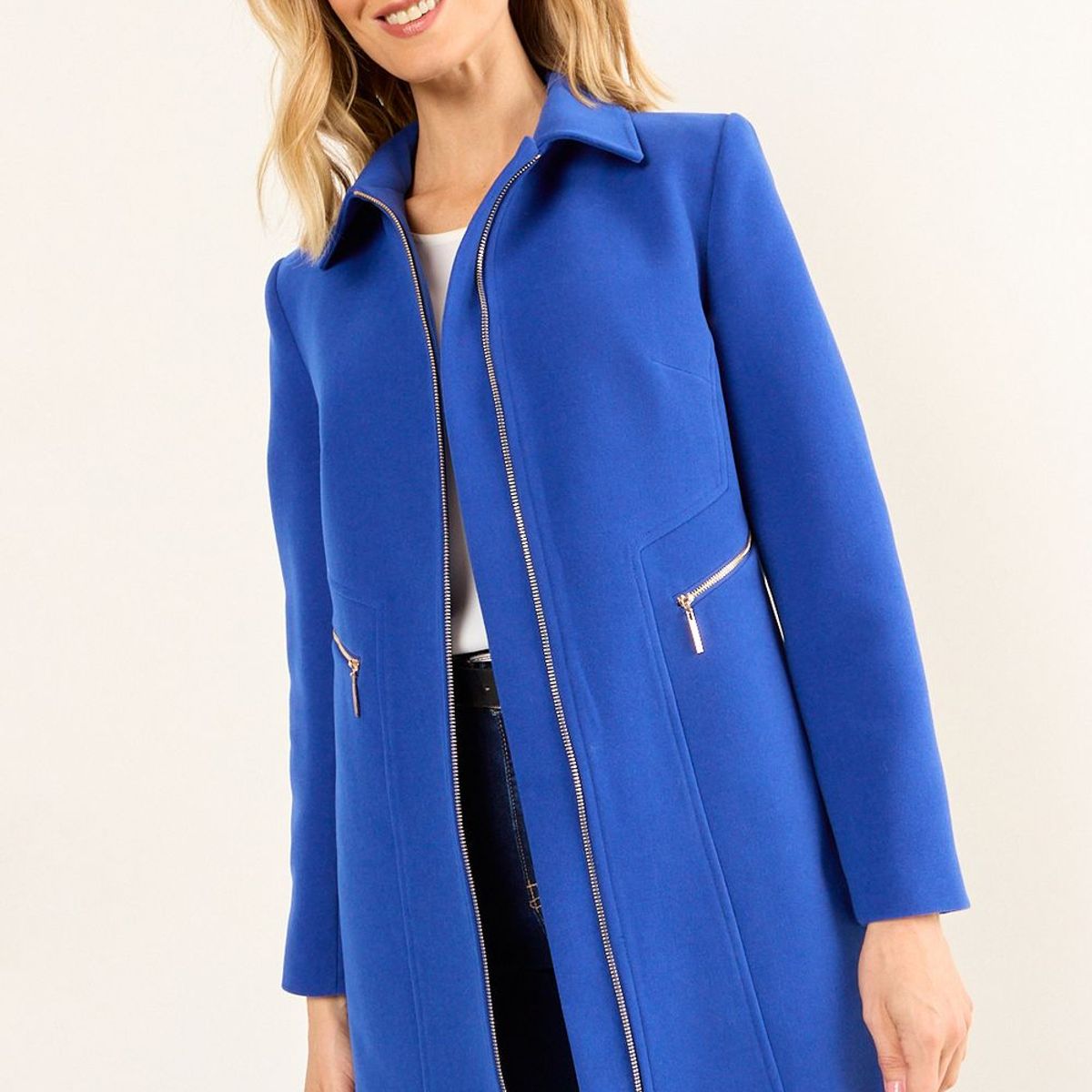 MA GRIFFE - Chaqueton Liso Mujer Azul Magriffe
