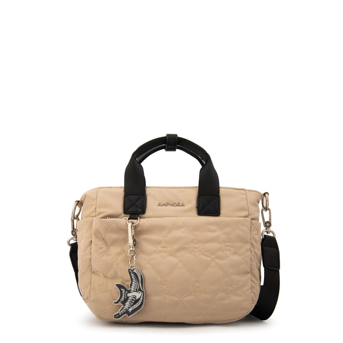 AMPHORA - Cartera bandolera con asas fabula beige