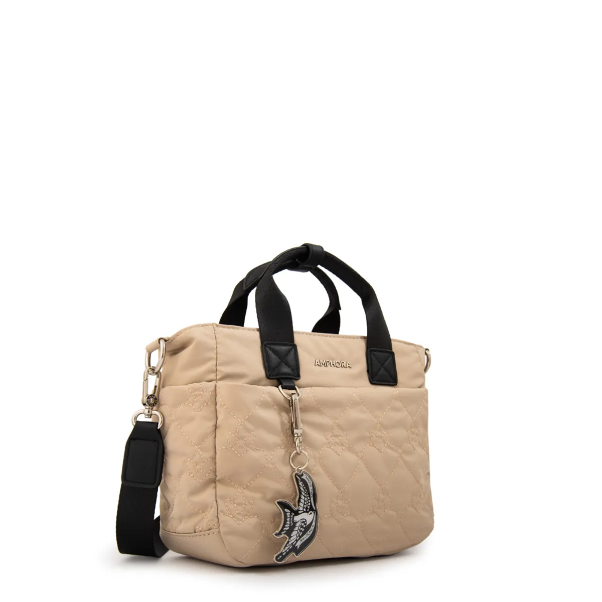 AMPHORA - Cartera bandolera con asas fabula beige