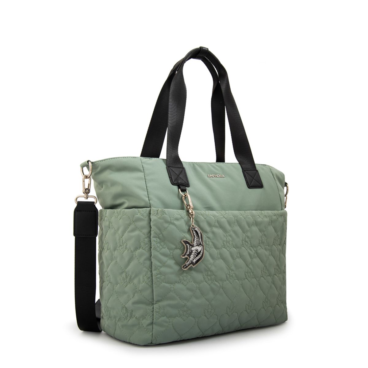 AMPHORA - Cartera tote porta notebook fabula verde claro