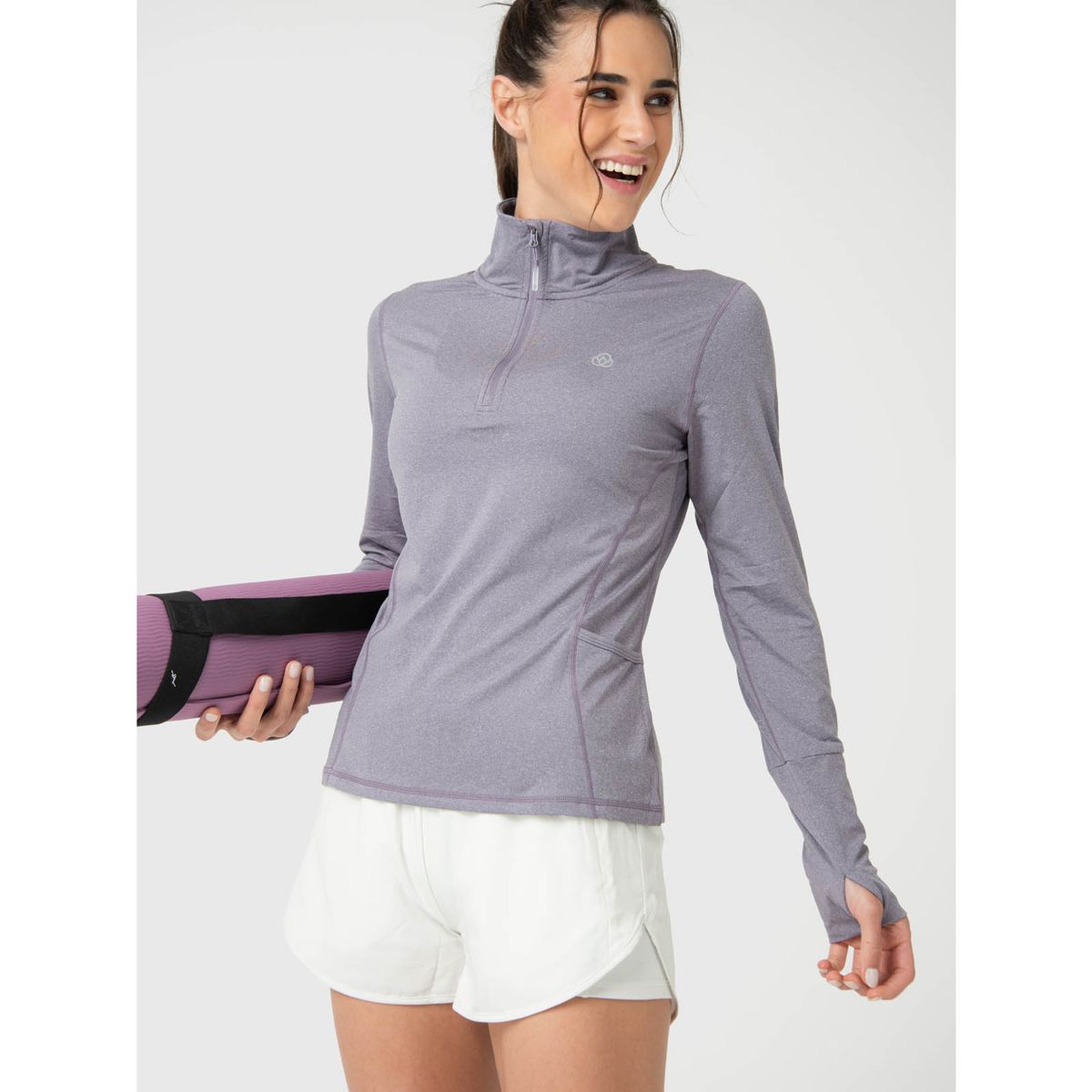 BSOUL - Polerón Mujer LS Half Zip Gris BSOUL