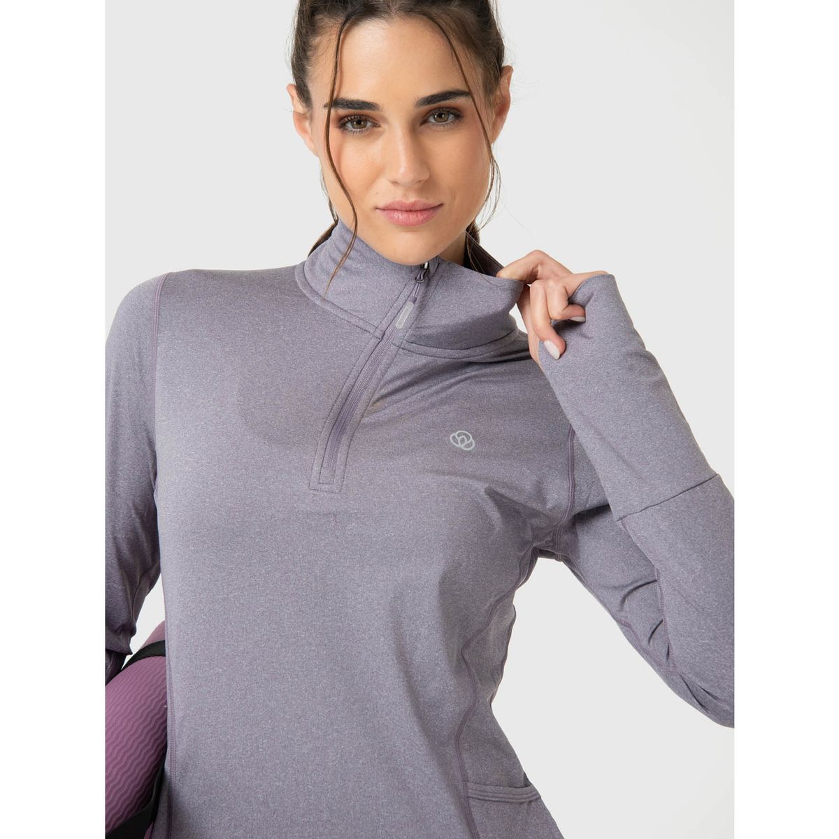 BSOUL - Polerón Mujer LS Half Zip Gris BSOUL